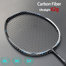 Load image into Gallery viewer, Ultra Light 8U 62g Carbon Fiber Badminton Rackets Professional Offensive Type Racket With Strings Bags Max 32lbs G4 Padel Sports
